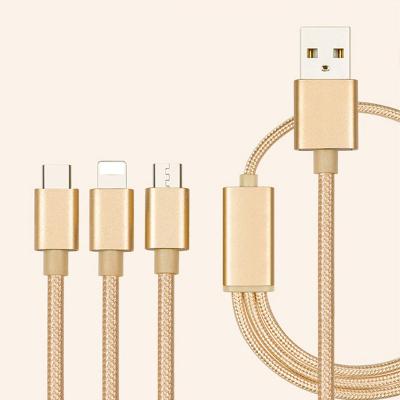 China Multi MP3/MP4 Player USB Cable USB Charger Charging Cords, 4ft/1.2m Nylon Braided 3 in 1 USB Charging Cable for Tablets and More Cell Phones for sale