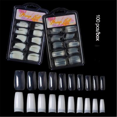 China Healthy Easy Apply Acrylic Square Full Cover Full Cover Fake Nail 100PCS/Box Non Toxic Matte Natural White Cover Half Nail Clear Tips False Nails for sale