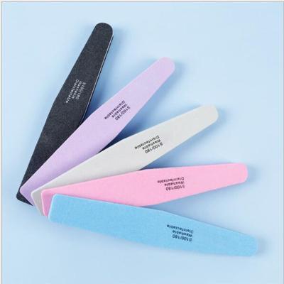 China Easy Apply Soft Safe Durable Colorful Half Moon Arts Double Side Custom Nail Class 100/180 Double Sided Nail File Folder With Logo for sale