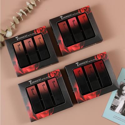 China Hydrating Easy Apply Lipstick Long Lasting Smooth Waterproof 3pc Matte Lipstick Set Waterproof 16 Colors Matte Fashion Color Rendering for sale