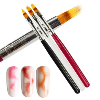 China Easy Apply Dual Gradient Manicure Serrated Nylon Nail Polish Brushes Logo Nail Art Paint Brush Head Nail Makers Private Custom Gel Brush for sale