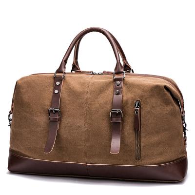 China ENGLAND STYLE Canvas Duffle Bag PU Luggage Travel Fitness Camera Bag Outdoor Large Capacity Handbag for sale