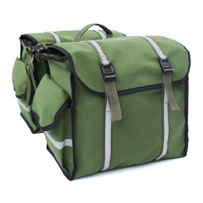 China Travel Outdoor Large Capacity Military Green Waterproof Canvas Bicycle Riding Reflective Bag for sale