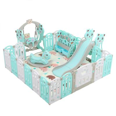 China Safety and Eco-friendly Manufacture OEM&ODM Wholesale Customized Large Baby Playpen Foldable Square Baby Playpen with Slide Swing Pony for sale