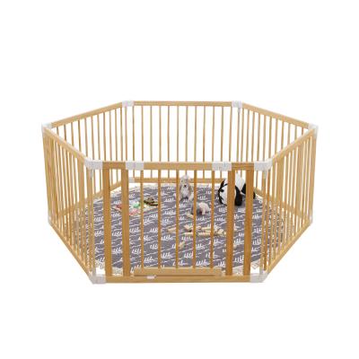 China New Zealand Beam Pine Wood Wooden Playpen HOUSBAY For Baby Fence Kids Playpen Wood Traditional Solid OEM 6 Pieces Baby Furniture Luxury ODM OEM 0-3 Years for sale