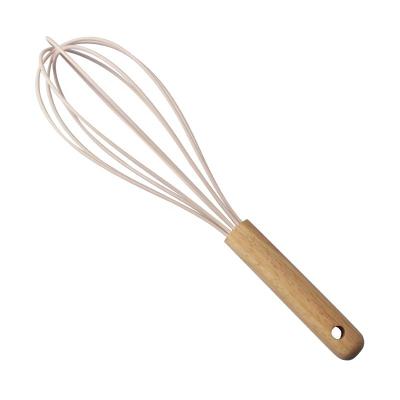 China Viable Cookware Non-Stick Egg Beaters Hot-Selling Cheap Manual Kitchen Egg Beater With Rubber Wooden Handle for sale