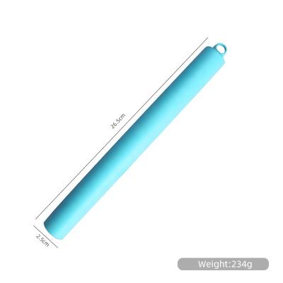 China Sustainable Food Grade Silicone Bakeware Small Rolling Pin Hole Mini Dough Roller With Hanging for sale