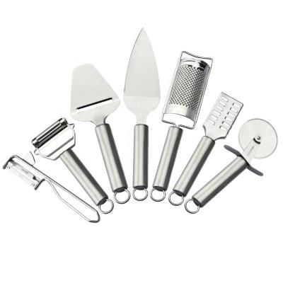 China Sustainable Kitchen Accessories Stainless Steel 7pcs Kitchen Instrument Pizza and Cheese Tool Kit for sale