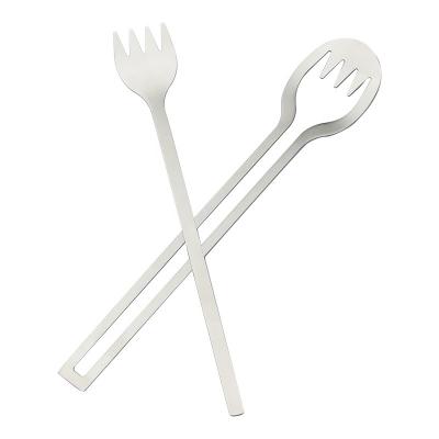 China Stainless Steel Sustainable Portable Travel Hot Sale Fruit Fork Camping Cutlery Cutlery 2 in 1 Fork and Spoon Sets for sale