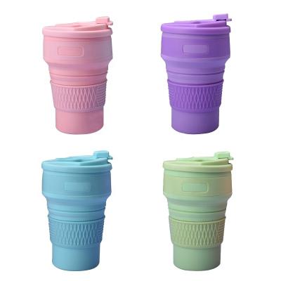 China Bpa Silicone 350ml Reusable Portable Collapsible Durable Free Food Grade Collapsible Travel Coffee Cup With Lid for sale