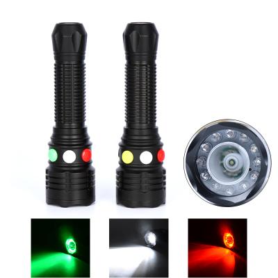 China Emergency Signal Red Green Rechargeable Flashlight Tri Color Torch For Railways With Magnet for sale