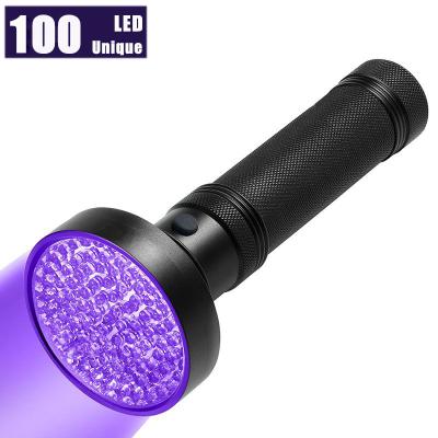 China High Power 10W UV Black Emergency 100 LED Flashlight New 365NM LED Ultraviolet Light Ultraviolet Torch For Money Detect for sale