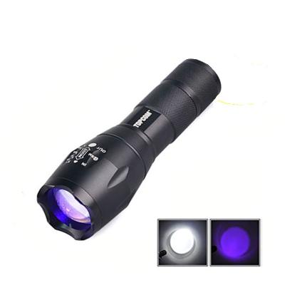 China 365NM/395NM LED Dual Light Amber Detector UV Flashlight + White 365NM/395NM Purple LED Light E17 for sale