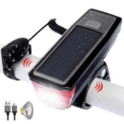 China Portable solar t6 aluminum alloy led mountain bike front light cycle accessories cycle light horn for sale