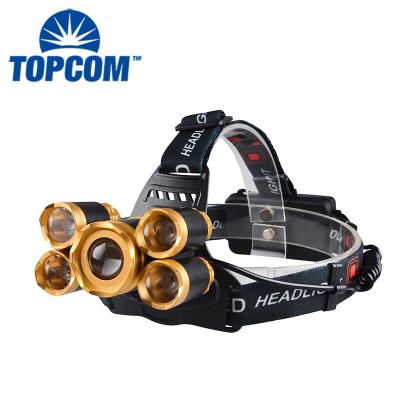 China Convenient Most Powerful Aluminum 5 Modes LED 4 Zoom Rechargeable Led Headlight for sale