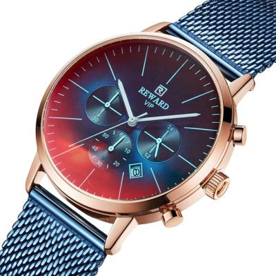 China New Fashion Date 2019 Automatic Reward Brand Chronograph Men's Stainless Steel Watch for sale