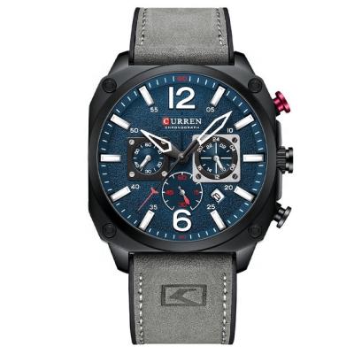 China Luxury Automatic Luminous Date CURREN Brand Men Quartz Chronograph Leather Sports Watch for sale