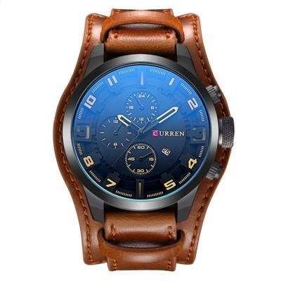 China Automatic Date Leather Strap Quartz Relogio Masculino Curren Luxury Men Sport Watch for sale