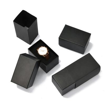 China Alone do not sell classic black watch case business style gift black paper watch box low MOQ for sale