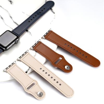 China Genuine Leather Leather Watch Band For Apple Watch Series 6 5 4 3 44mm 42mm 40mm 38mm Luxury Watch Strap for sale