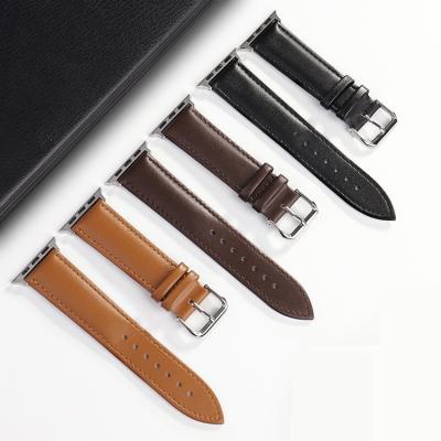 China Genuine Leather Leather Watchbands For Apple Watch 6 SE 5 4 3 Buckle Watch Band For iwatch for sale