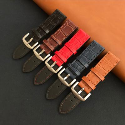 China High Quality Genuine Leather Watch Band Leather Strap 20mm 22mm 24mm for sale