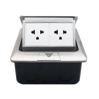 China Residential / General Purpose All Aluminum Silver Panel Sound USA / Thailand Standard Outlet 2 Way Floor Electrical Outlet for sale