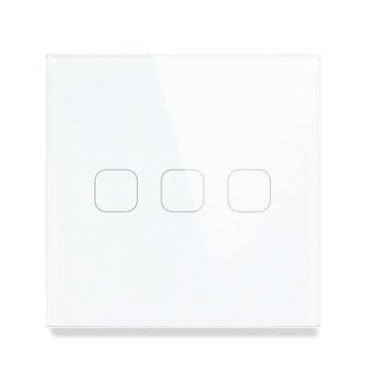 China Gray Crystal Glass Panel Wall Light 3 Strip Plastic 1 Way Touch Screen Switch for sale