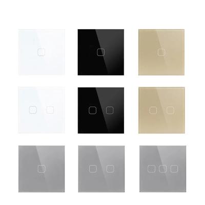 China EU Standard White Crystal Glass Panel Luxury Glass Panel 1 Strip 1 Way Light Wall Touch Screen Switch for sale