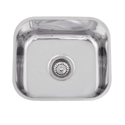 China Without Faucet High quality polish pressed single bowl kitchen sinks square undermount 304 stainless steel pressed kitchen sinks for sale