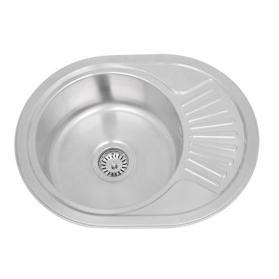 China Without Faucet Cheap hot sale round single bowl kitchen sinks with drainboard bathroom basin kitchen sinks for sale