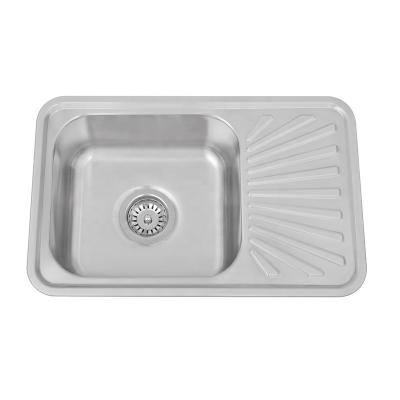 China Without Faucet Low price stainless steel single bowl outdoor kitchen sinks with single plate drainoard topmount kitchen sinks for sale