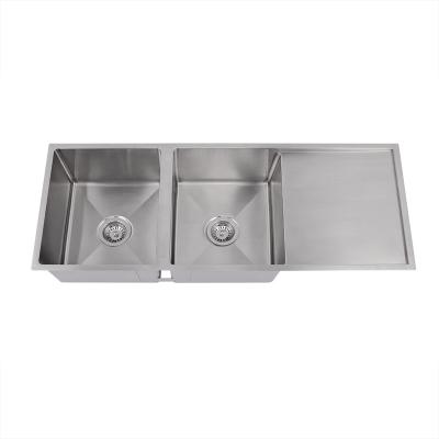 China Without Faucet Hot item kitchen sink models large undermount kitchen sinks 304 stainless steel handmade double bowl with drainer kitchen sinks for sale