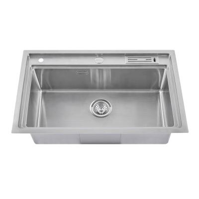 China Without Faucet Modern handmade corner single bowl kitchen sinks with knife holder countertop 304 stainless steel kitchen sinks for sale