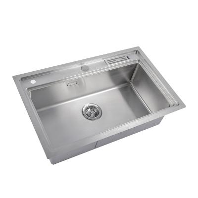 China Without Faucet Modern handmade corner single bowl Farm Sink Kitchen Sinks polished Stainless Steel 304 Ceramic Kitchen Sinks for sale