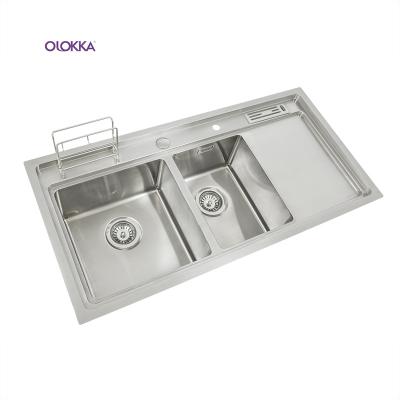 China Without Faucet high quality single bowl Kitchen Sink 304 Stainless Steel Handmade Above Mount Waterfall Faucet Farmhouse Kitchen Sinks for sale