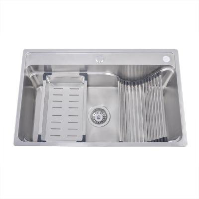 China Without Faucet Low price drain basket multifunction kitchen sinks stainless steel single telescopic sink shelf drain rack kitchen sinks for sale