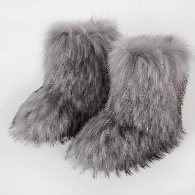 China Durable Fashion Pink Fur Boots Shiny Fur Winter Boots Custom Design Ladies Fur Boots for sale