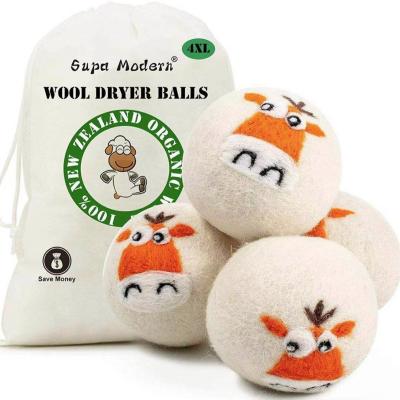 China 6 Pack XL 100% Pure Organic Wool Cleaning Dryer Ball With Cotton Bag Packing for sale