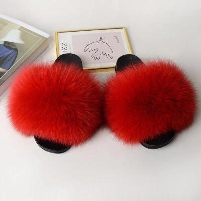 China Fox slippers fur leather slippers, wholesale fox leather slippers 003 for sale