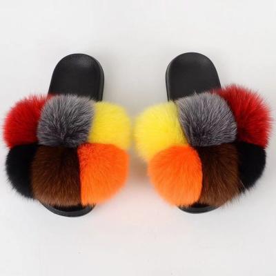 China Light Brown Fur Slippers Real Fur Slippers 2 Belt Style Fur Slippers 001 for sale