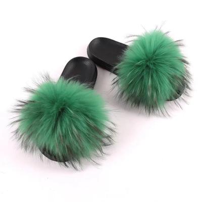 China Raccoon slippers and leather bags, designer fur slippers, fashionable raccoon fur slippers 002 for sale