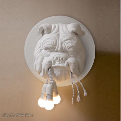 China Nordic Creative Bulldog Animal Wall Lamp Bedroom Study Dining Room Study Wall Lamp Europe Dog Decor Light Home Decor Lighting Fixtures for sale