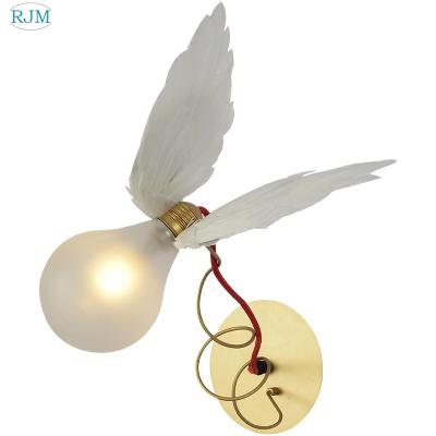 China Home Decor Angel Wings Wall Light Modern Angel Feather Wall Lamps Hallway Luminaria LED Aisle Wall Light Creative Living Room Bedroom Wandlamp for sale