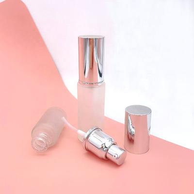 China Skin Care Cosmetic Luxury Custom Packaging 10ML 20ML 25ML 30ML 50ML Frosted Glass Serum Pump Bottle With Full Silver Cap for sale