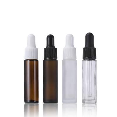 China Amber Clear Cosmetic Packaging Glass Empty Perfume Essential Oil Dropper Bottle 10ml for sale