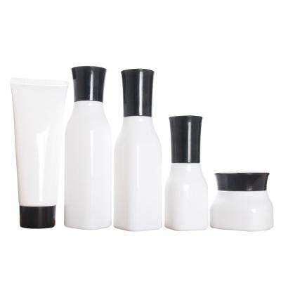 China Personal Care 1.69oz 3.38oz 4oz White Square Essential Oil Glass Bottle Cosmetic Bottle Set for sale