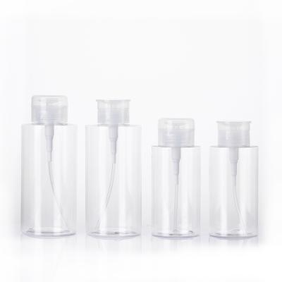 China 300ml 500ml Toner Makeup Nail Polish Remover Cosmetic Bottle Pump Bottle Empty Plastic En Head Press Clear Pump Dispenser Bottle for sale