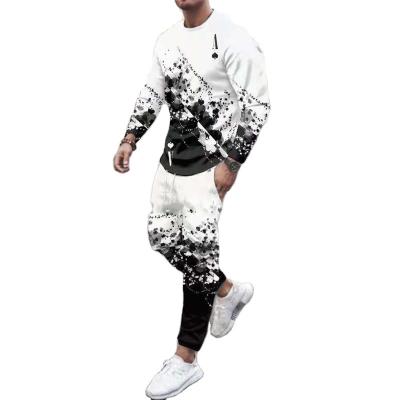 China 2022 Custom Breathable Logo Two Piece Digital Printing Long Sleeve Sweatpants And Hoodie Set Men for sale