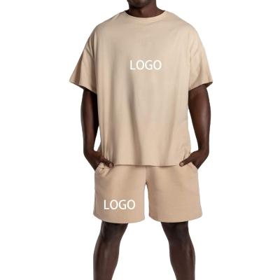 China Summer QUICK DRY custom white two piece shorts set cotton shorts and T-shirt sets unisex jogging suit for men two pieces short set for sale